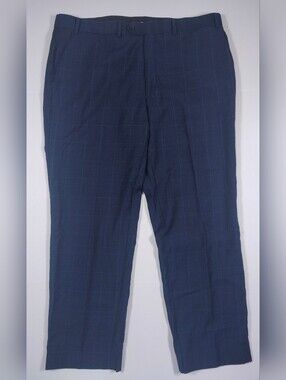Vintage Lauren Ralph Lauren 100% Wool Navy Windowpane Dress Pants Size 40x30
